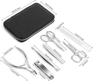 Hot Trend <b>Nail</b> Grooming Essentials 7pcs Manicure <b>Kit</b> Steel Clippers Portable Travel Organizer And All Customization - Product Image 3