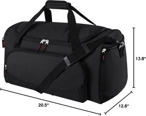 Sac de sport de grande capacité 600D avec bandoulière amovible, poche étanche, sac de voyage pour la gym, noir - Product Image 5