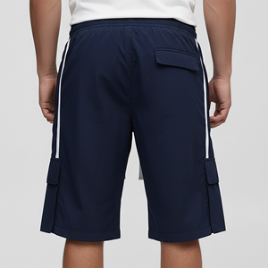 Shorts cargo Oxford bleu marine pour homme, poches latérales, taille à cordon, séchage rapide, vêtements décontractés - Product Image 5