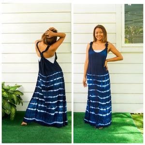 Robe longue décontractée tie-dye en rayonne, style streetwear moderne et simple, sans manches, tissée – Meilleure vente - Product Image 1