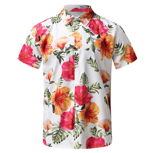 Chemise décontractée pour homme, style hawaïen, manches courtes, unie, col rabattu, en coton tricoté respirant 320g - Product Image 2