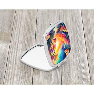 Espejo de maquillaje de viaje compacto colorido Freesia, espejo de bolsillo plegable de mano para mujeres y niñas, Idea de regalo decorativa - Product Image 2