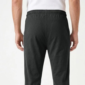 Pantalon de survêtement noir pour homme avec bande latérale, taille à cordon de serrage, coupe décontractée, longueur normale, pour l'automne, en tissu de coton tricoté respirant - Product Image 4
