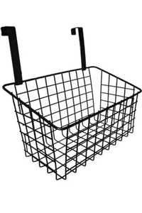 Cesta de Almacenamiento Colgante de Metal Negro para Puerta de Armario, Estante para Especias de Cocina, Organizador de Toallas de Baño - Product Image 1