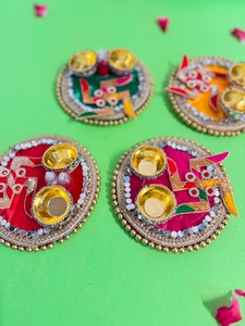 Plato Decorativo para Puja con Diseño de Swastika y Roli Chawal, para Diwali, Ganesh Chaturthi, Janmashtami, Regalos de Boda y Decoración Festiva - Product Image 6