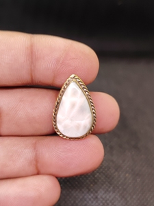 Natural Pink Larimar Brass Groove Pendant Bezel Setting | Handmade Gold Plated Sporty Christian Gemstone Jewelry - Product Image 2