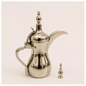 Cafetera tradicional árabe Dallah de acero inoxidable, de lujo, color plateado, para preparar Gahwa, con pico largo y mango curvo, para el hogar y hoteles. - Product Image 1