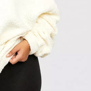 Sudadera de invierno de alta calidad para mujer, de forro polar extragrande, con media cremallera, cuello alto, color liso, hombros caídos, estilo chaqueta Sherpa - Product Image 6