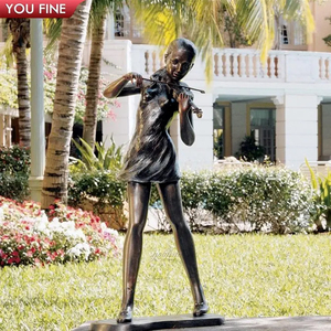 Sculpture de dame en bronze extérieure personnalisée jouant du violon - Product Image 4