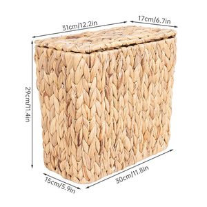 Trending 2026 Water Hyacinth Trash <b>Bins</b> Eco-Friendly Durable with Lid <b>Large</b> Capacity Neatening Decor for Home Hotel Living Room - Product Image 4
