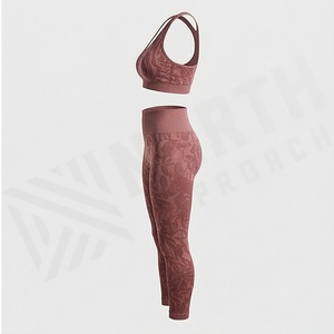 Ensembles de yoga grande taille pour femmes, deux pièces en dentelle avec ceinture en strass, couleur unie personnalisable, vêtements de sport et de fitness - Product Image 3