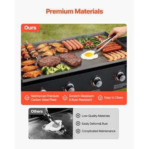 Piastra a Gas a 4 Bruciatori da 36 Pollici, Griglia Piana Pieghevole a Propano con Ruote, 60000 BTU, per Esterni, con Pentole e Padelle - Product Image 6