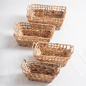 ตะกร้าผักตบชวาขนาดเล็กทรงสี่เหลี่ยมสำหรับจัดเก็บเครื่องสำอางในห้องนอน - Product Image 1