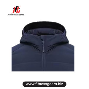 Veste d'hiver pour homme à capuche, matelassée, couleur unie, fermeture éclair, coupe-vent, décontractée, en polyester rembourré - Product Image 2