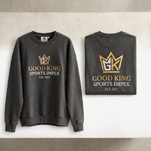 เสื้อสเวตเชิ้ตคอกลมทรงโอเวอร์ไซส์สำหรับผู้ชาย ล้างสีแบบแอซิดวอช ปักโลโก้ตามสั่ง ผ้าคอตตอนหนานุ่ม สไตล์สตรีทแวร์ - Product Image 3