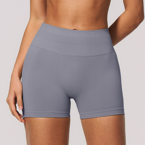 Women Solid High Waist Yoga Shorts Seamless Ribbed Spandex/Nylon Workout Gym Cycling Fitness Breathable <b>Mesh</b> Four Way Washed - Product Image 4