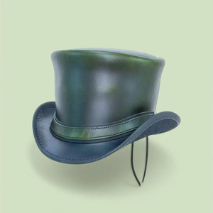 Chapeau haut de forme en cuir unisexe pour fête, costume, en daim, toutes saisons, circonférence de la tête 56-58 cm - Product Image 1