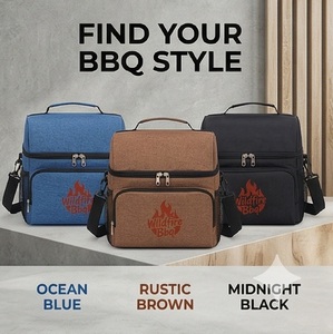 กระเป๋าเก็บความเย็นแบบพรีเมียมสำหรับปิ้งย่าง ป้องกันไฟไหม้ พร้อมช่องเก็บของหลายช่อง สายสะพายไหล่ สำหรับจัดเก็บอาหารร้อนและเย็น - Product Image 5