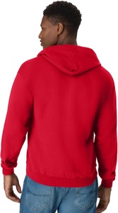 Sweat-shirt à capuche zippé rouge pour homme, coupe classique, en polaire, pour l'automne, couleur unie, manches longues - Product Image 2