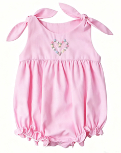 Vestido de Niña sin Mangas, 100% Algodón, Bordado con Corazón Rosa, Largo hasta la Rodilla - Product Image 5