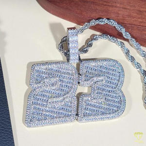 Pendentif de luxe en moissanite diamantée de 23 pouces avec chaîne cubaine entièrement sertie, collier hip-hop, bijoux - Product Image 5