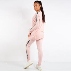Women Winter Hooded 2 Piece Eco-Friendly Heavyweight Lounge <b>Set</b> <b>Pink</b> Long Sleeve Top Leggings <b>Tracksuit</b> Casual Loungewear Co-ord - Product Image 3