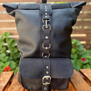 Women’s Fashion Leather <b>Roll</b> Top <b>Backpack</b> Slim Fit Rucksack For Lady Commuters Stylish Laptop Bag LRTB-0157 - Product Image 1