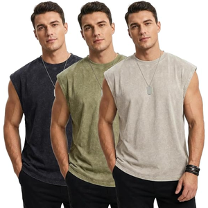 Men’s Sleeveless <b>Tank</b> <b>Tops</b> 3-Pack, Oversized <b>Vintage</b> Washed Muscle Shirts, Heavyweight Cotton Gym Workout T-Shirts - Product Image 1