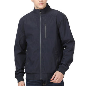 Veste coupe-vent légère en toile pour homme, fermeture éclair intégrale, hiver, meilleure qualité, 100% polyester, logo sur le devant - Product Image 1