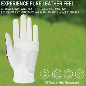 Purple Heart Pattern <b>Golf</b> Glove Right Hand Genuine Leather Non Slip Hook And Loop Closure <b>Women</b> Sports Glove Pakistan Advantage - Product Image 3