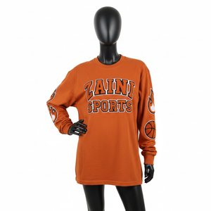 Womens Long Sleeve T Shirt GSM Thick Cotton Jersey <b>Rust</b> Brown Sports Graphic Applique Print Custom Logo long sleeve shirt Cotton - Product Image 6