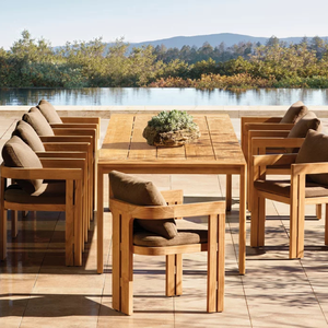 Mesa de Comedor Exterior Moderna y Minimalista, Mesa de Jardín Rectangular Grande de Teca Sólida de Primera Calidad, Resistente a la Intemperie, Duradera, para Uso en Hoteles - Product Image 6
