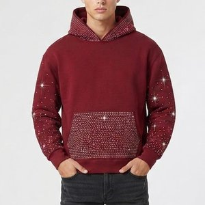 Fabricant de vêtements sur mesure – Blouson à capuche zippé en polaire pour homme avec cristaux scintillants – Collection 2026 - Product Image 1