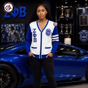 Zeta Phi Beta Finer Embroidery Women Acrylic <b>Cardigans</b> | ZOB Sorority Embroidered Ladies Custom Style <b>Cardigan</b> <b>Sweater</b> - Product Image 1