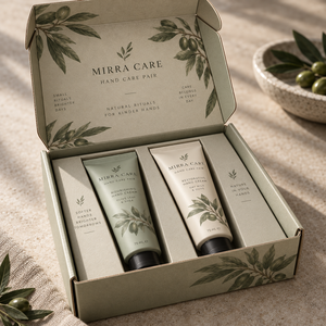 กล่องบรรจุภัณฑ์ไปรษณีย์ลูกฟูกพิมพ์ลายคู่สำหรับผลิตภัณฑ์ดูแลมือ MIRRA แบบกำหนดเอง - Product Image 4