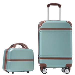 Set portabagagli rigida da 20 pollici verde custodia cosmetica leggera con ruote Spinner per valigia Vintage - Product Image 1