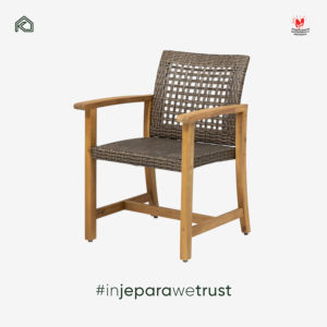 Chaise de salle à manger en teck et rotin KLOPS de qualité supérieure, faite à la main en Indonésie, pour l'extérieur, la terrasse, le restaurant, fauteuil moderne en osier, mobilier de café - Product Image 2