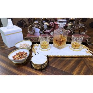 ถาดเสิร์ฟตกแต่งลายหินอ่อน DIVA COLLECTIONS MI-900 ขอบมือจับสีทอง ดีไซน์สี่เหลี่ยมทันสมัย สำหรับตกแต่งในเดือนรอมฎอน - Product Image 4