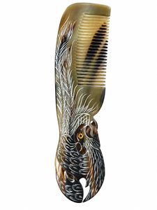 SOFIYA CRAFT Modern Eco-Friendly Handmade Buffalo Horn <b>Hair</b> Comb Engraved Phoenix <b>Massage</b> <b>Brush</b> Anti-Static Natural Craft Gift - Product Image 6