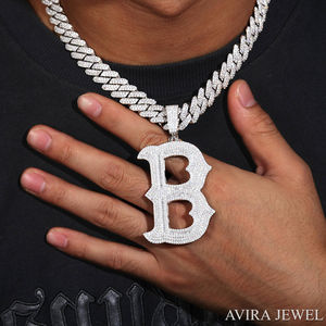 Pendentif Hip Hop de Luxe en Moissanite pour Homme, en Argent Sterling 925 Massif Plaqué Or et Or Rose, Bijou Statement Sertie de Pierres - Product Image 1