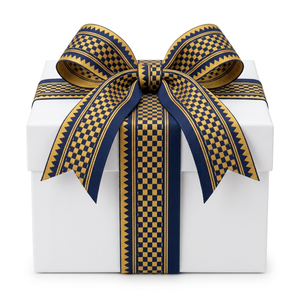 Neelkamal Industries 31mm Navy Blue Gold Jacquard Woven <b>Ribbon</b> Festive Ethnic Trim for Saree Border Wedding Decor Bows - Product Image 4