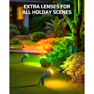 Faretto LED Impermeabile 500LM 120V per Esterni con 3 Lenti Extra (Rosso Giallo Verde) per Illuminazione Paesaggistica Festiva - Product Image 2