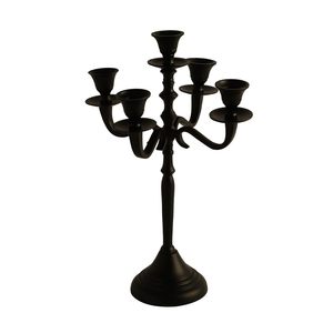 Candelabro de Aluminio Negro Mate de 5 Brazos, Moderno, de Metal Negro, con Cinco Ramas, Centro de Mesa, Soporte Oscuro - Product Image 3