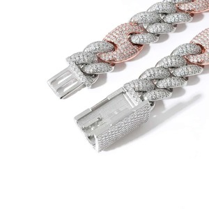 Wholesale 20mm Moissanite Cuban Link <b>Bracelet</b> Two Tone 925 Sterling <b>Silver</b> Iced Out Hip Hop Jewelry Custom Logo Supplier - Product Image 5