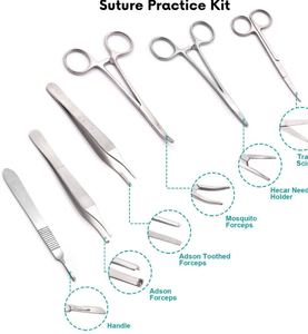 ชุดฝึกหัดครบชุดสำหรับนักศึกษาสัตวแพทย์ - ชุดเครื่องมือผ่าตัดทั่วไปพร้อมแผ่นฝึกผิวหนัง - Product Image 3