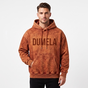 เสื้อฮู้ดดี้สีส้มยูนิเซ็กซ์ Dumela ทรงปกติ สไตล์สตรีทแวร์ลำลอง เหมาะสำหรับใส่ในฤดูหนาว พิมพ์ลายโลโก้ด้านหน้า ผ้าฝ้าย 100% เฟรนช์เทอร์รี่ - Product Image 3