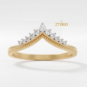 Vintage 925 Silver Matte Finish Milgrain Lab Grown Diamond Curved Wedding Band Crown <b>Stacking</b> <b>Ring</b> for Engagement Anniversary - Product Image 6