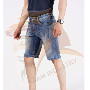 Shorts en jean décontractés pour homme, coupe droite, taille mi-haute, délavage clair, style streetwear estival, en vente en ligne - Product Image 3