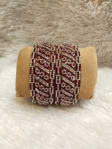 Luxury Embroidery Work Pearl Zinc Alloy Bangles for Women Handmade Designer Jewelry Wedding Festive Wear Gifting India - Product Image 1