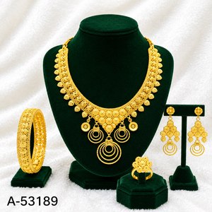 Conjunto de Collar y Aretes de Flores en Aleación de Zinc Chapado en Oro para Mujer con Circonita Cúbica Roja, Joyería de Diseño A-53241 - Product Image 5